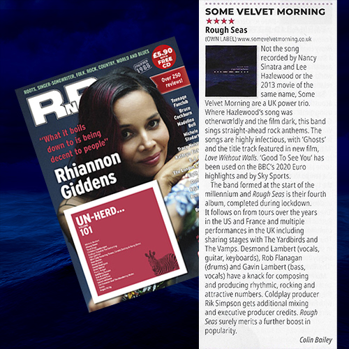 A magazine review of 'Rough Seas' by Some Velvet Morning plus RnR Magazine artwork/